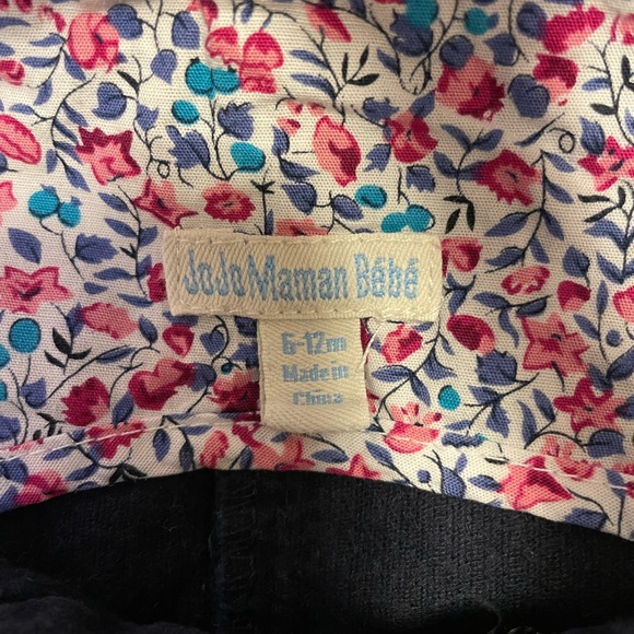 JoJo Maman Bébé navy cord/corduroy pinafore dress 6-12m (fit beyond 12m) - Picture 2 of 3